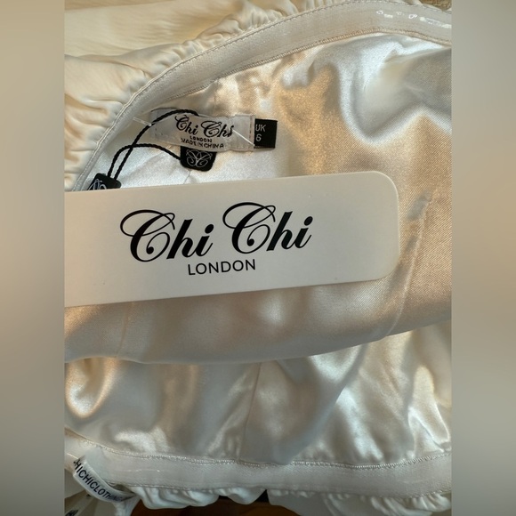 Chi Chi London Ruffled Off Shoulder Crochet Porsha White Maxi Dress 2 US NWT - Picture 8 of 8